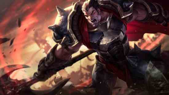 LoL seviye listesi: Kan kırmızısı bir kumaştan parlak zırh giymiş korkunç bir savaşçı olan Darius, devasa bir balta kullanıyor