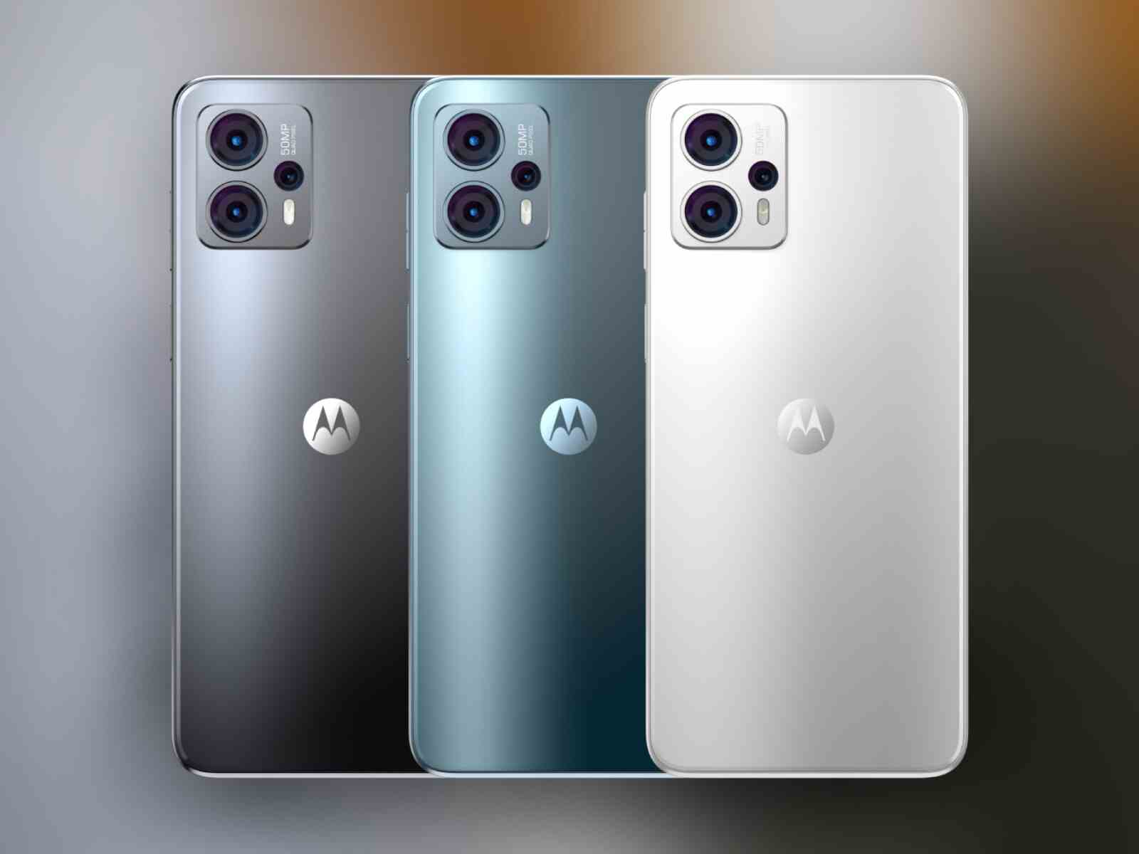G23, Mat Kömür, Çelik Mavisi veya İnci Beyazı renklerinde sunulur.  - Moto G13 ve Moto G23 ile tanışın: Motorola'nın en yeni ekonomik telefonları