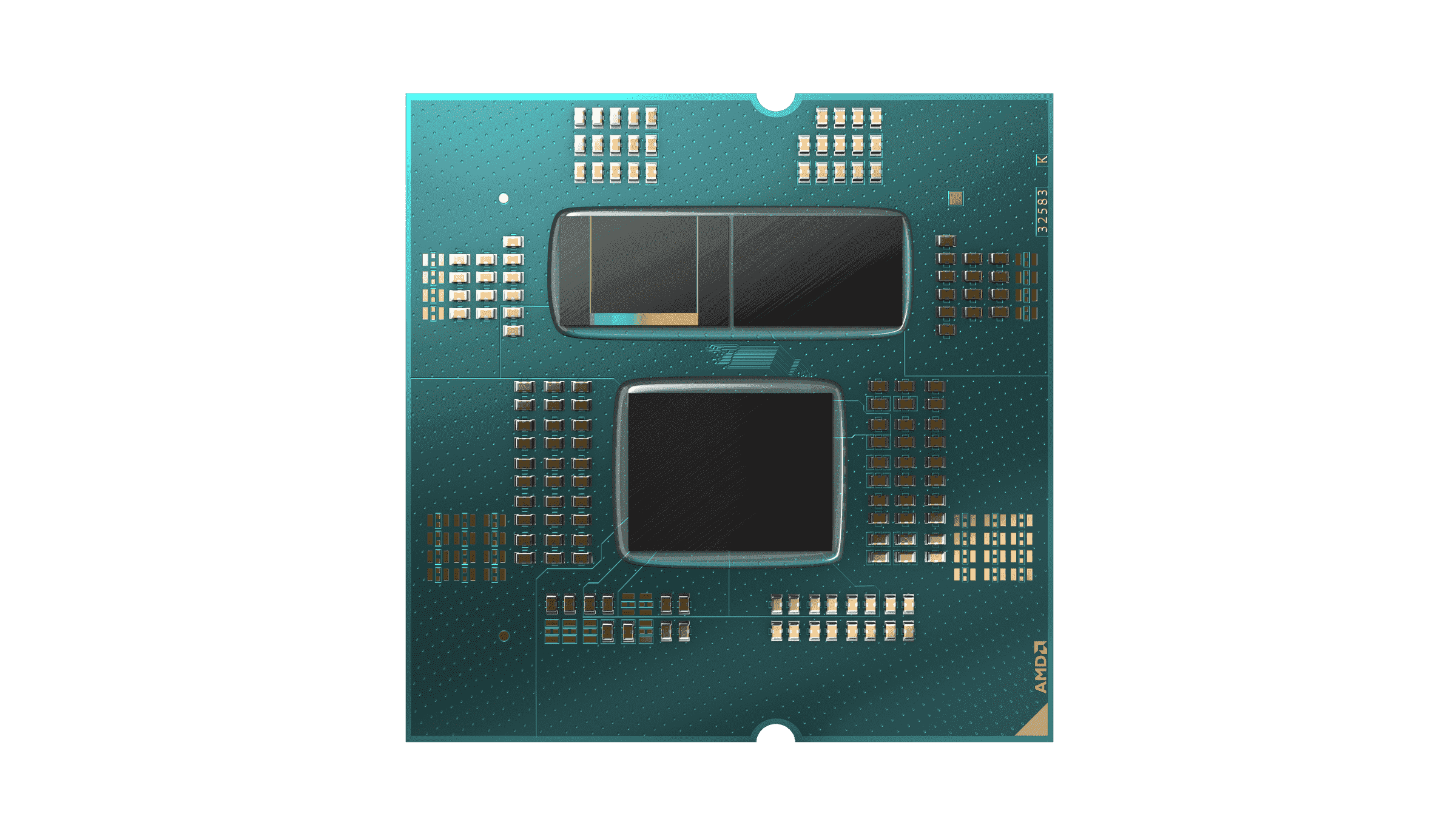AMD'nin Ryzen 7000 X3D yongalarının bir görüntüsü.