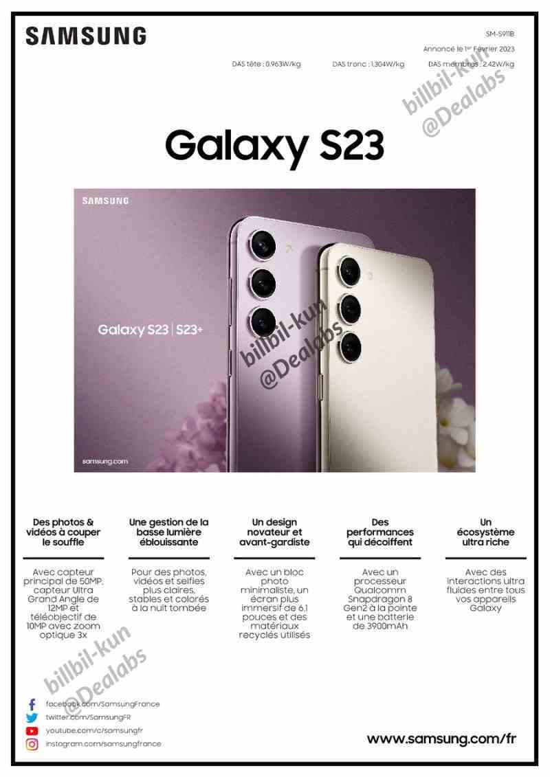 Samsung'un yakında çıkacak olan S23 ve S23 Plus'ın teknik özellikleri sızdırıldı.