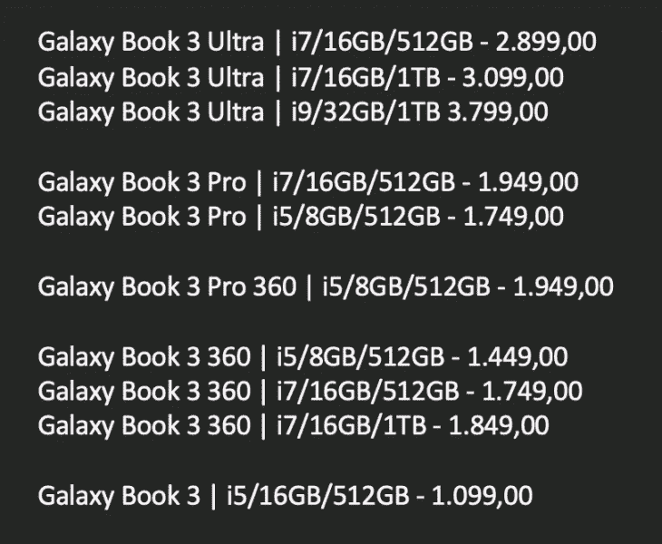 Çok pahalı.  Core i9 işlemci ve GeForce RTX 4070 ile amiral gemisi dizüstü bilgisayar Samsung Galaxy Book3 Ultra'nın en üst sürümü 3800 avroya mal olacak