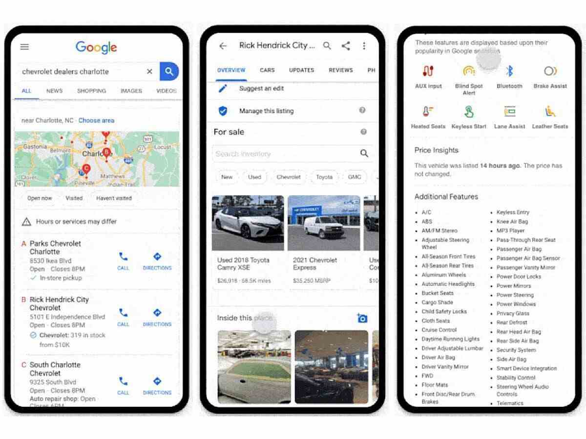 Bazı örnek ekran görüntüleri, 9to5 Google'ın izniyle.  - Google, bir araba satın almanıza yardımcı olmak istiyor, bu yüzden bunu nasıl yapacağını öğrenecek