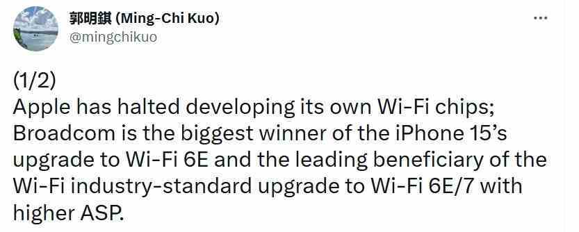 Üst düzey analist Kuo, Apple'ın Wi-Fi ve Bluetooth bağlantısı için Broadcom'un kombo yongalarını kullanmaya devam edeceğini söylüyor - Kuo, Apple'ın 3nm Apple Silicon'a odaklanmak için Wi-Fi/Bluetooth yongası üzerinde çalışmayı bıraktığını söylüyor
