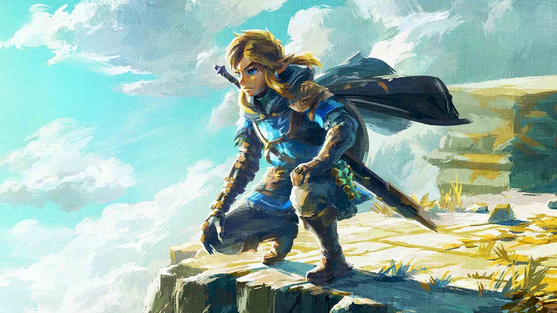 en iyi yeni oyunlar: Zelda'dan bir platoda diz çökmüş, ileriye bakan Link