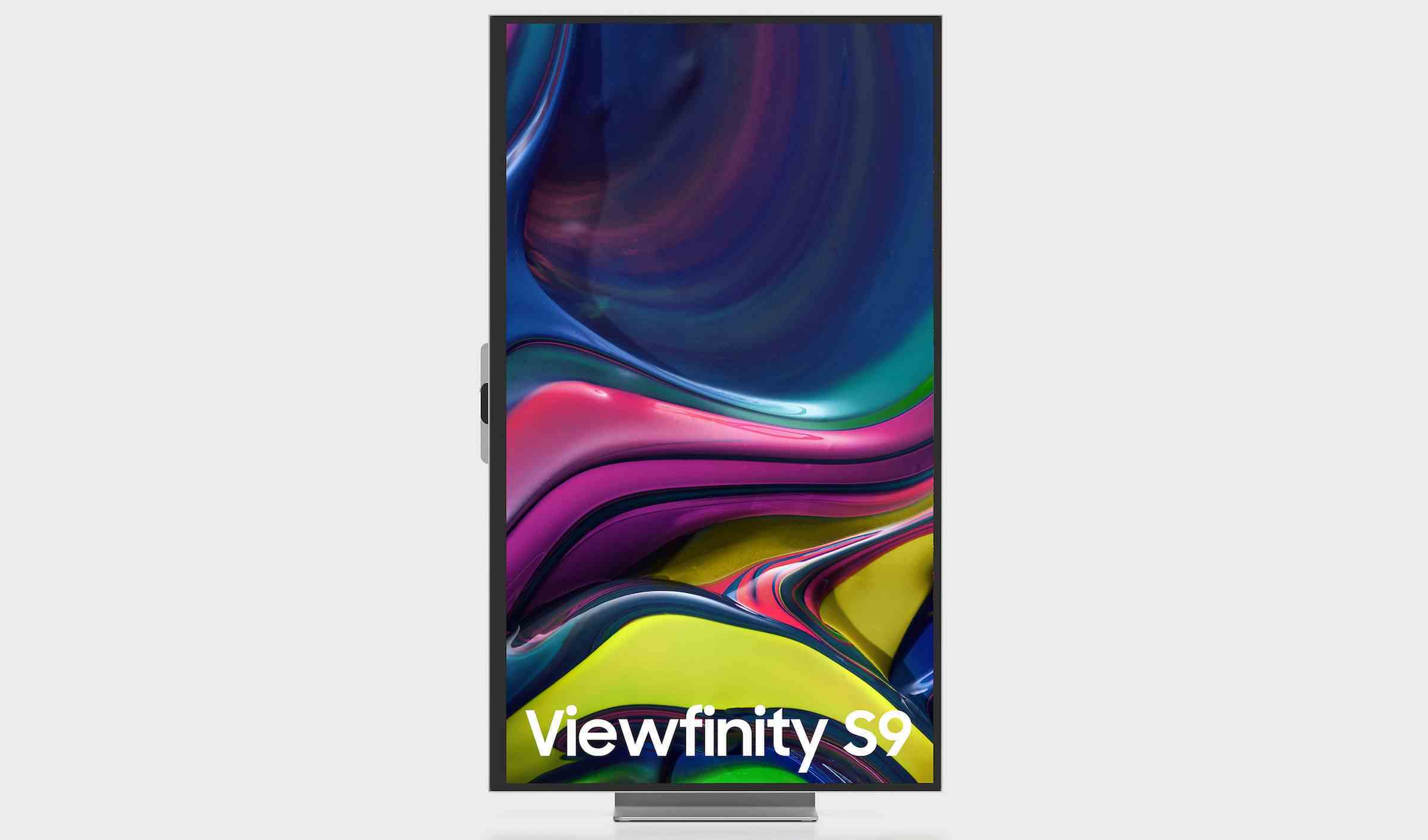 Samsung ViewFinity S9 monitörün dikey yöndeki görüntüsü.