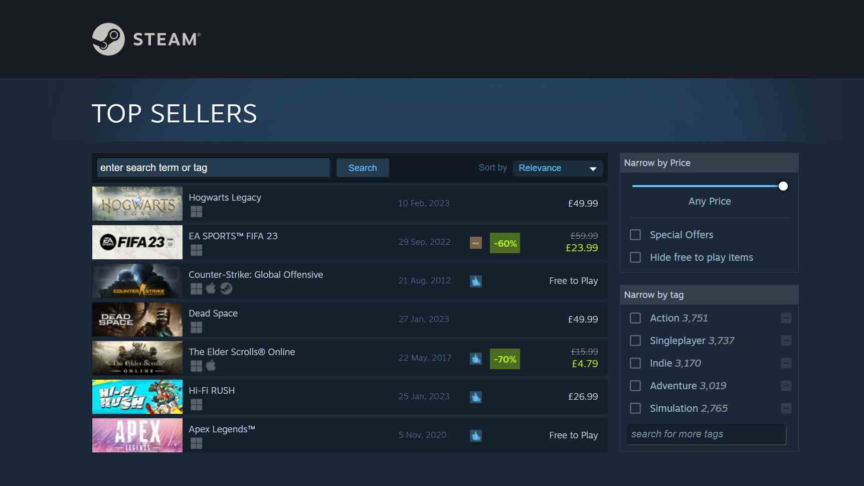 Steam en çok satanlar listesi 26 Ocak 2023