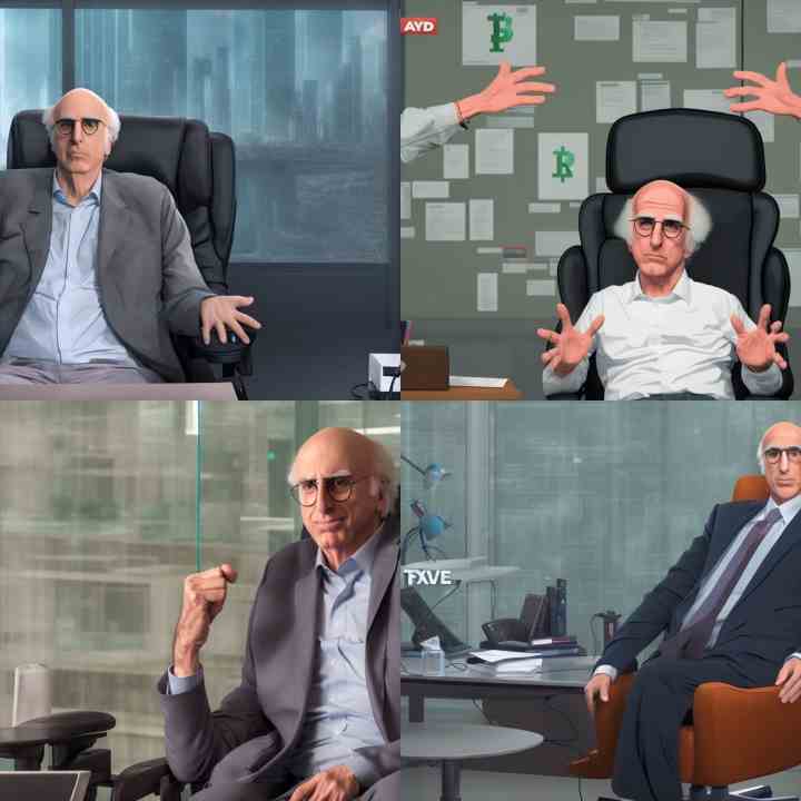 AI, bir ofis koltuğunda oturan Larry David'in görüntülerini oluşturdu.