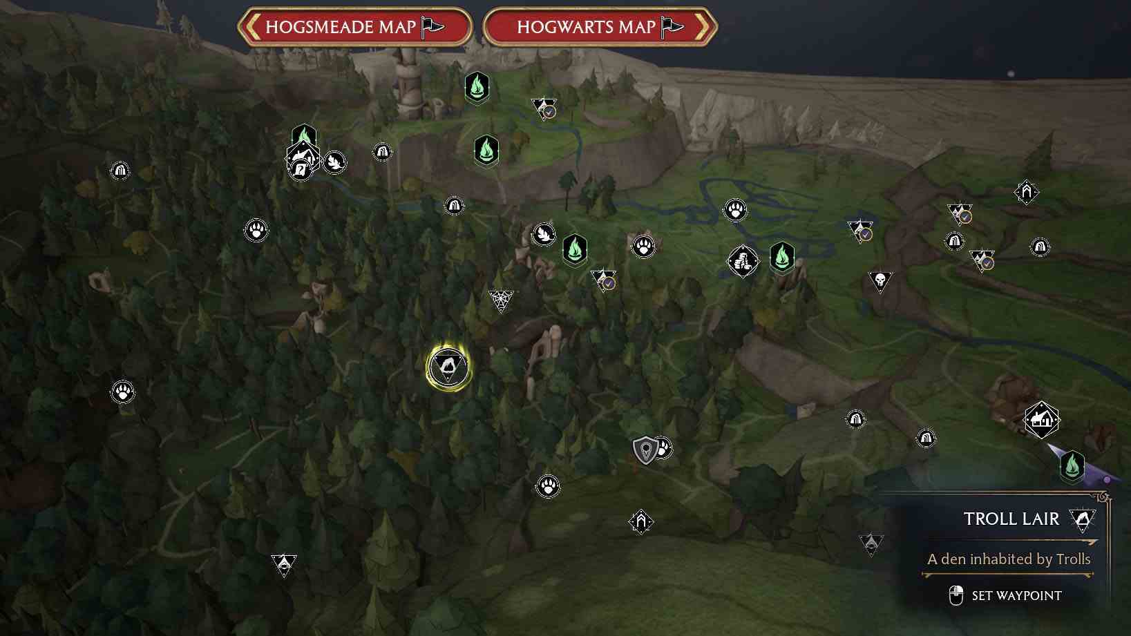 Hogwarts Legacy Troll Lair haritası