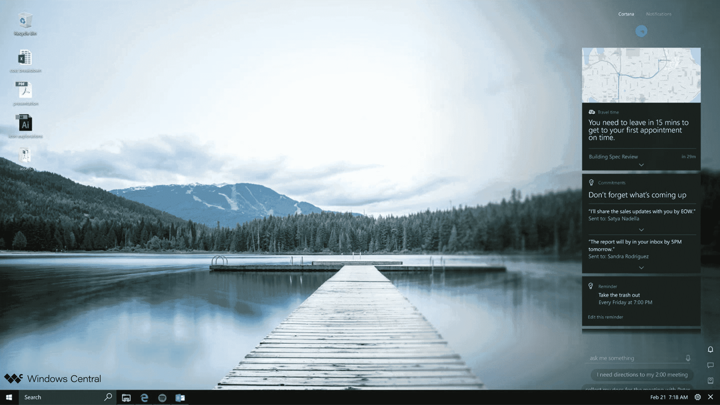 Windows 10'da AC konseptinde Cortana