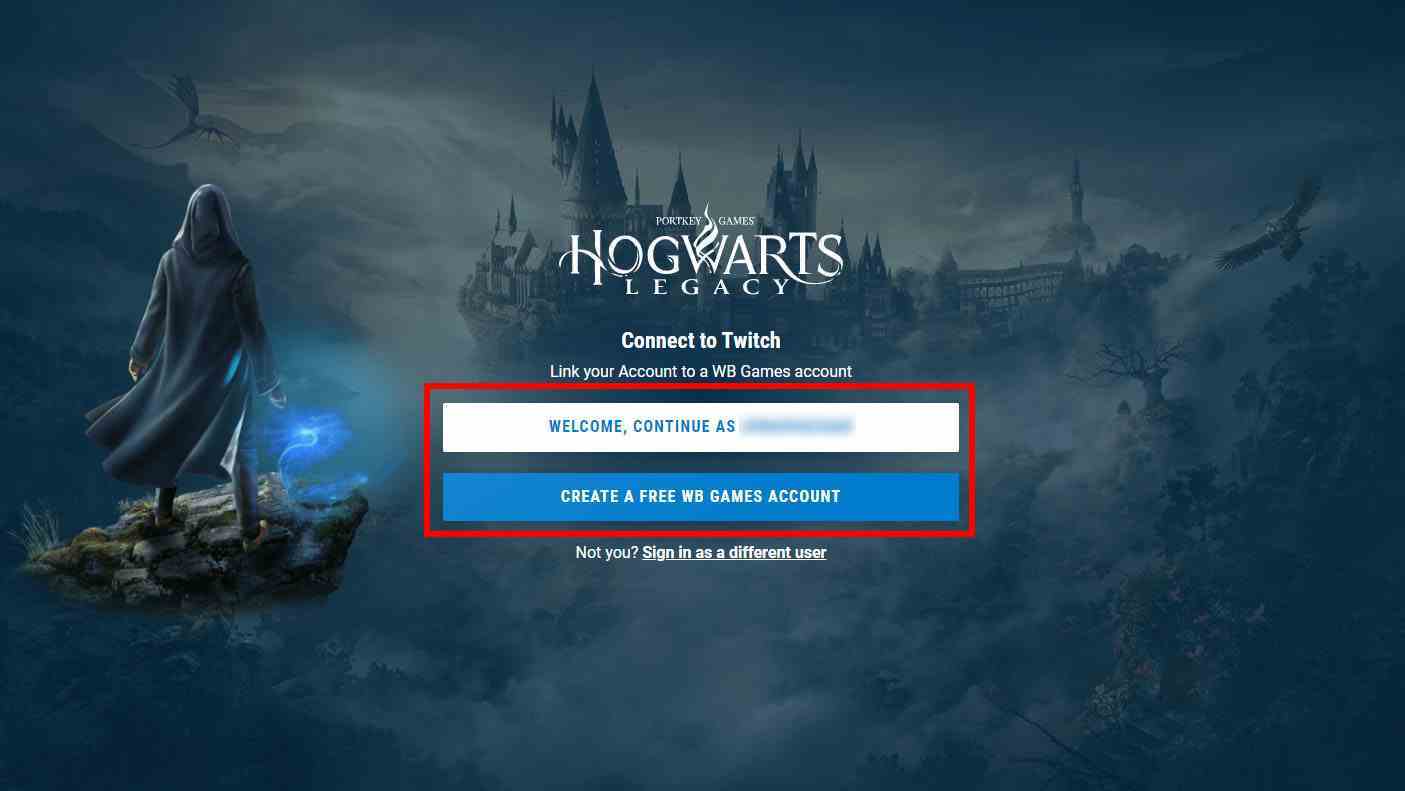 Hogwarts Legacy Twitch Ganimetleri Connect WB Games Account