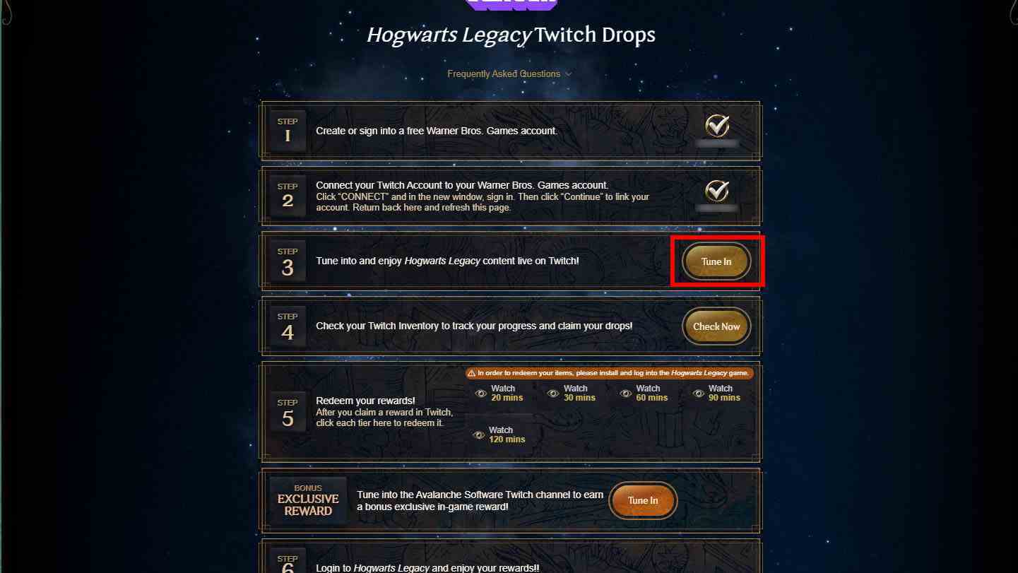Hogwarts Legacy Twitch Drop ödülleri Dinle