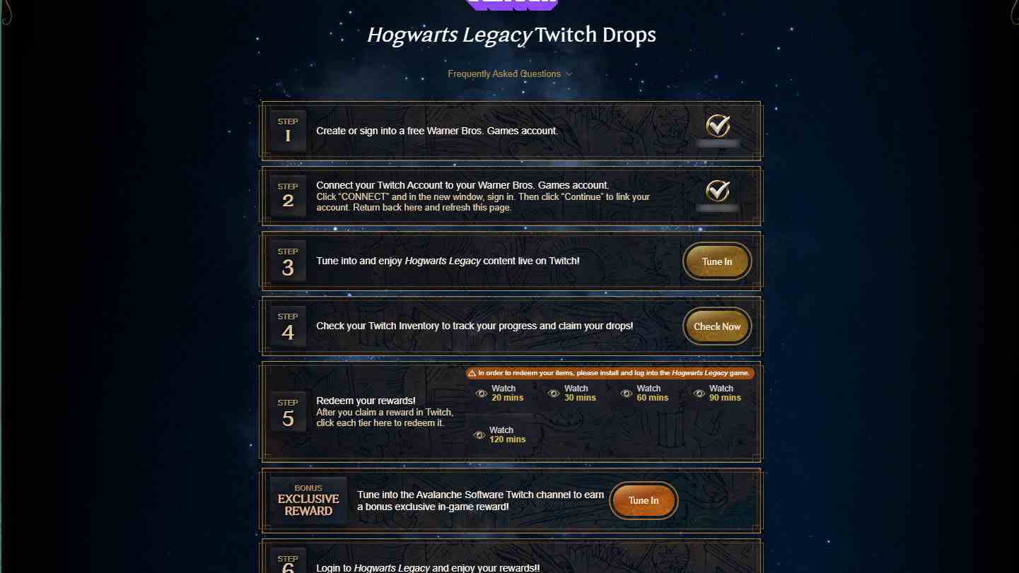 Hogwarts Legacy yenileme sayfası