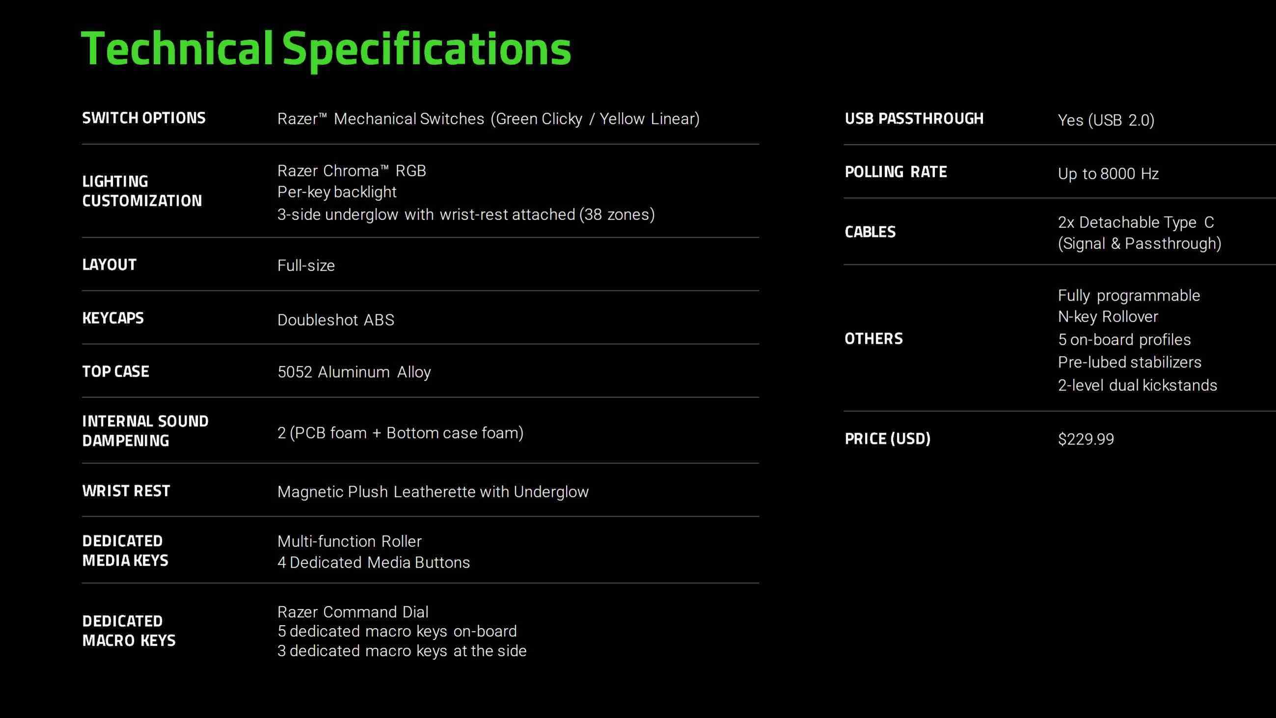Razer BlackWidow V4 Pro özellikleri