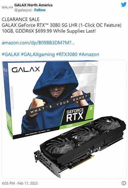 GeForce RTX 3080'in fiyatı nihayet önerilen 700$'a düştü.  Ve o zaman bile sadece ABD'de ve Galax'ın başlattığı satış nedeniyle