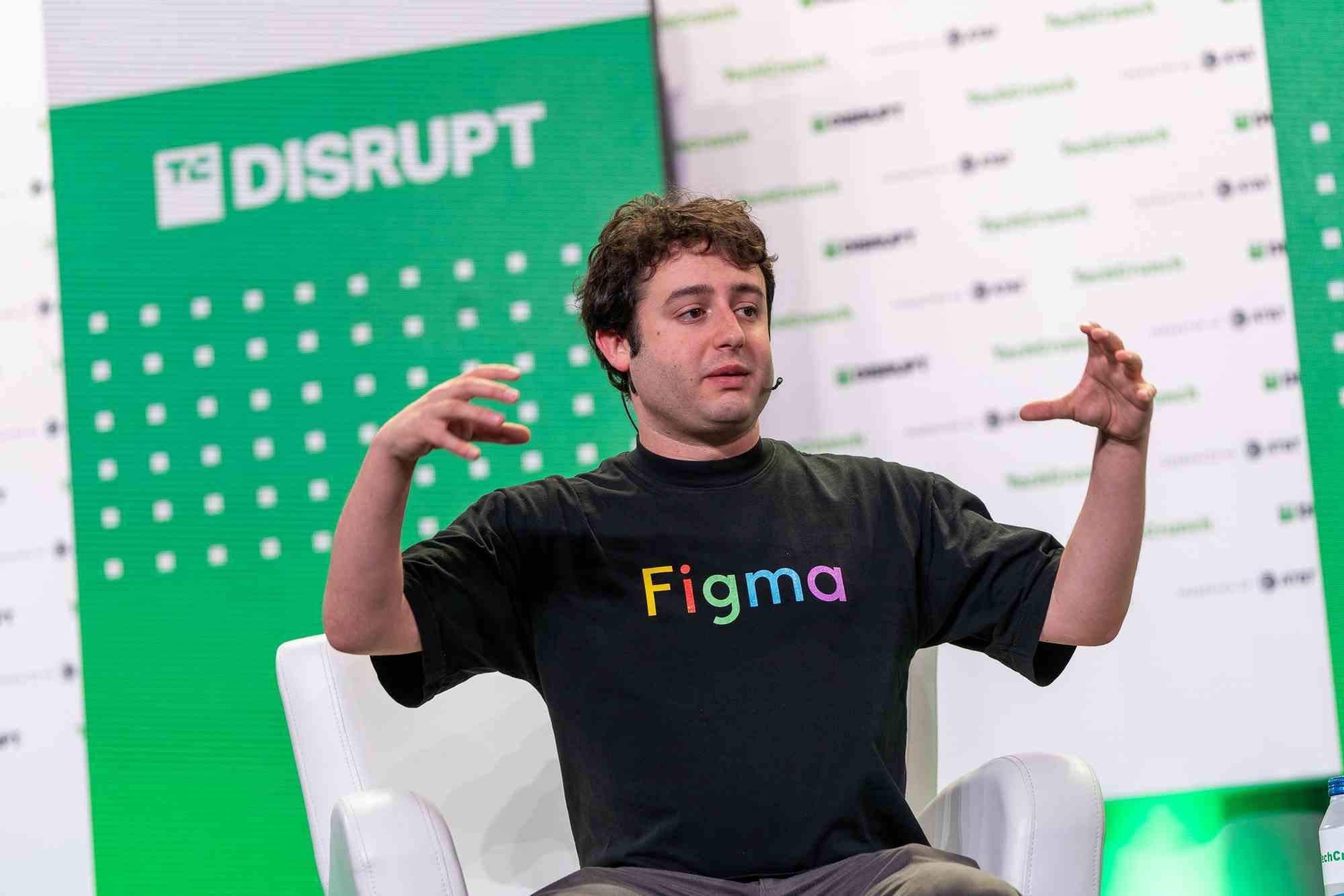 Dylan Field, Figma CEO'su, 20 Ekim 2022'de San Francisco'daki TechCrunch Disrupt sahnesinde. Görsel: Haje Kamps / TechCrunch