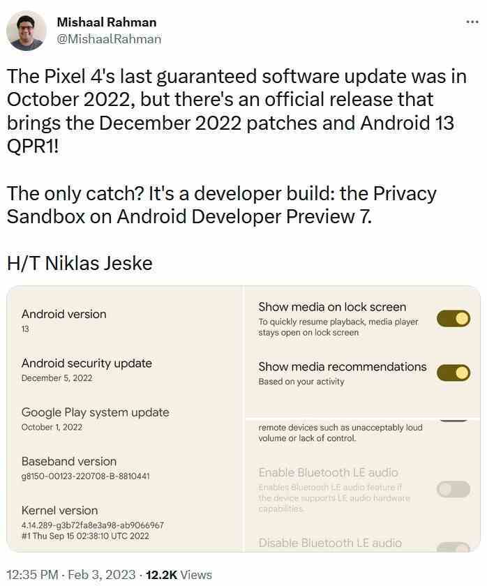 Google, yalnızca geliştiricileri hedefleyen Pixel 4 için yeni bir yazılım güncellemesi yayınladı - Google, Pixel 4 için büyük bir uyarı ile sürpriz bir yazılım güncellemesi yayınladı