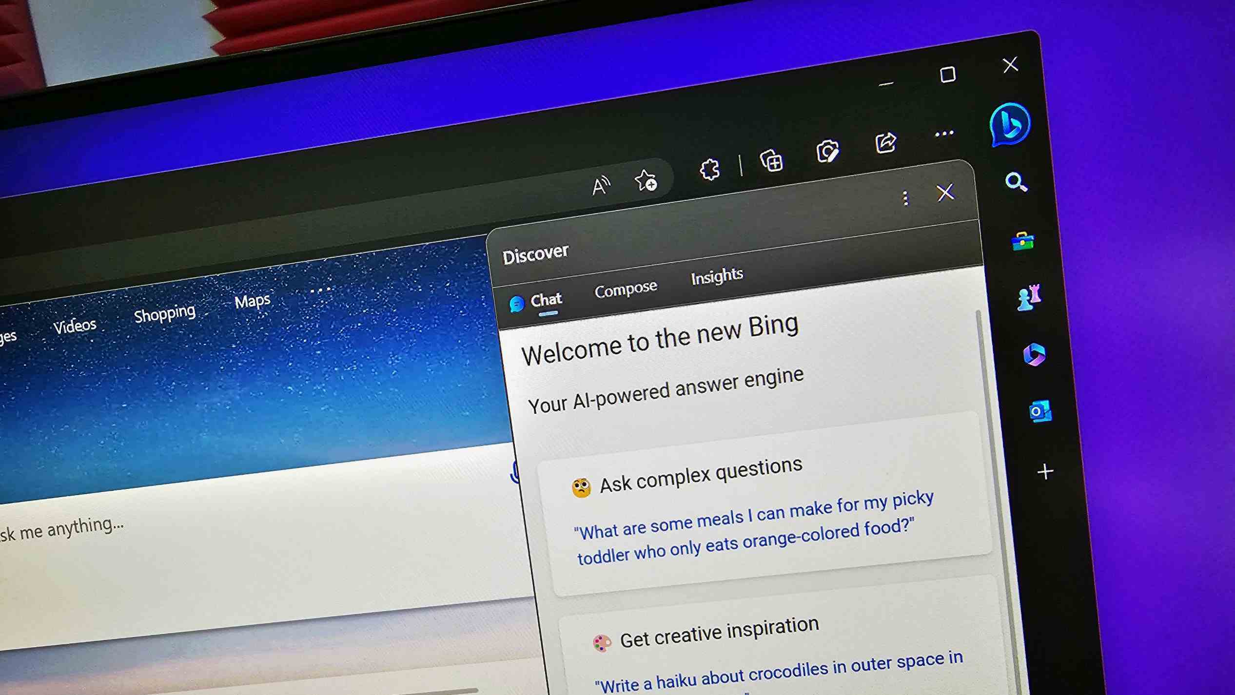 Microsoft Edge'de Yeni Bing