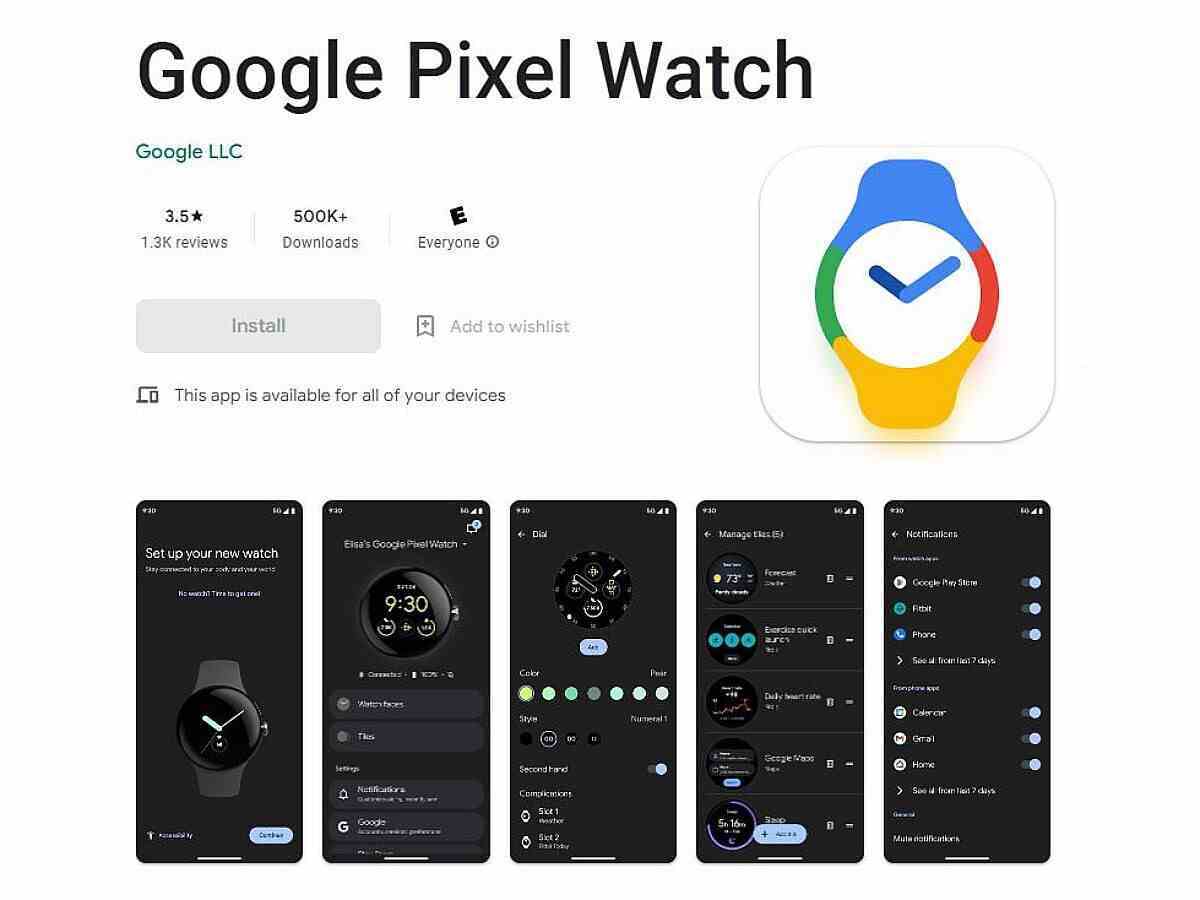 Google Play Store'da görüldüğü şekliyle dönüm noktası.  - Pixel Watch'ın eşlik eden uygulaması yarım milyon indirmeye ulaştı