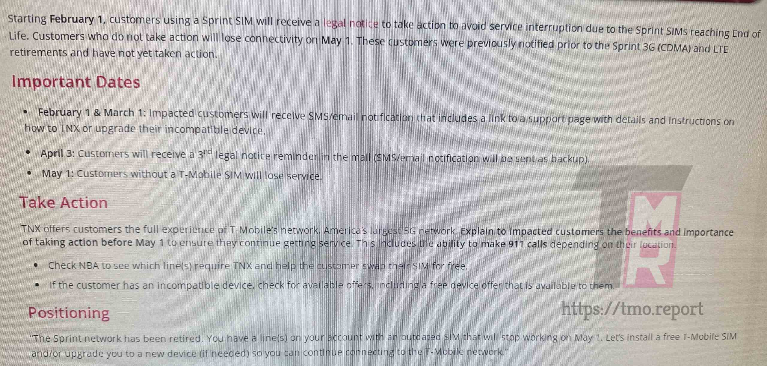 Kaynak - T-Mo Raporu - T-Mobile, bekleyen Sprint müşterilerine 1 Mayıs'a kadar T-Mobile SIM kartına geçmelerini hatırlatıyor.