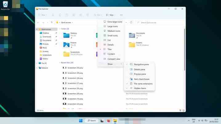 Windows 11'de Dosya uzantılarını açma.