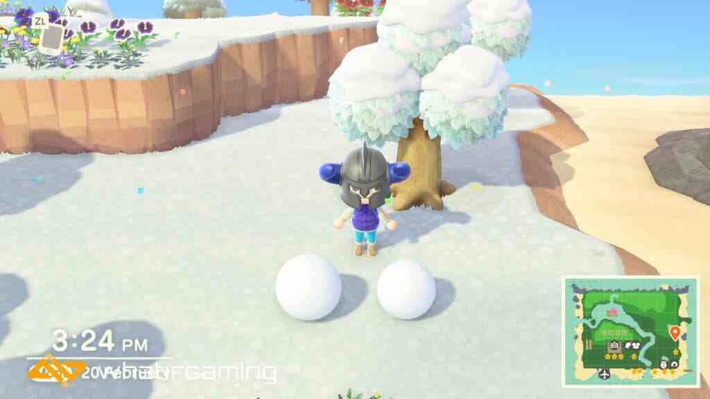 Animal Crossing'de mükemmel boyutta iki kartopu.