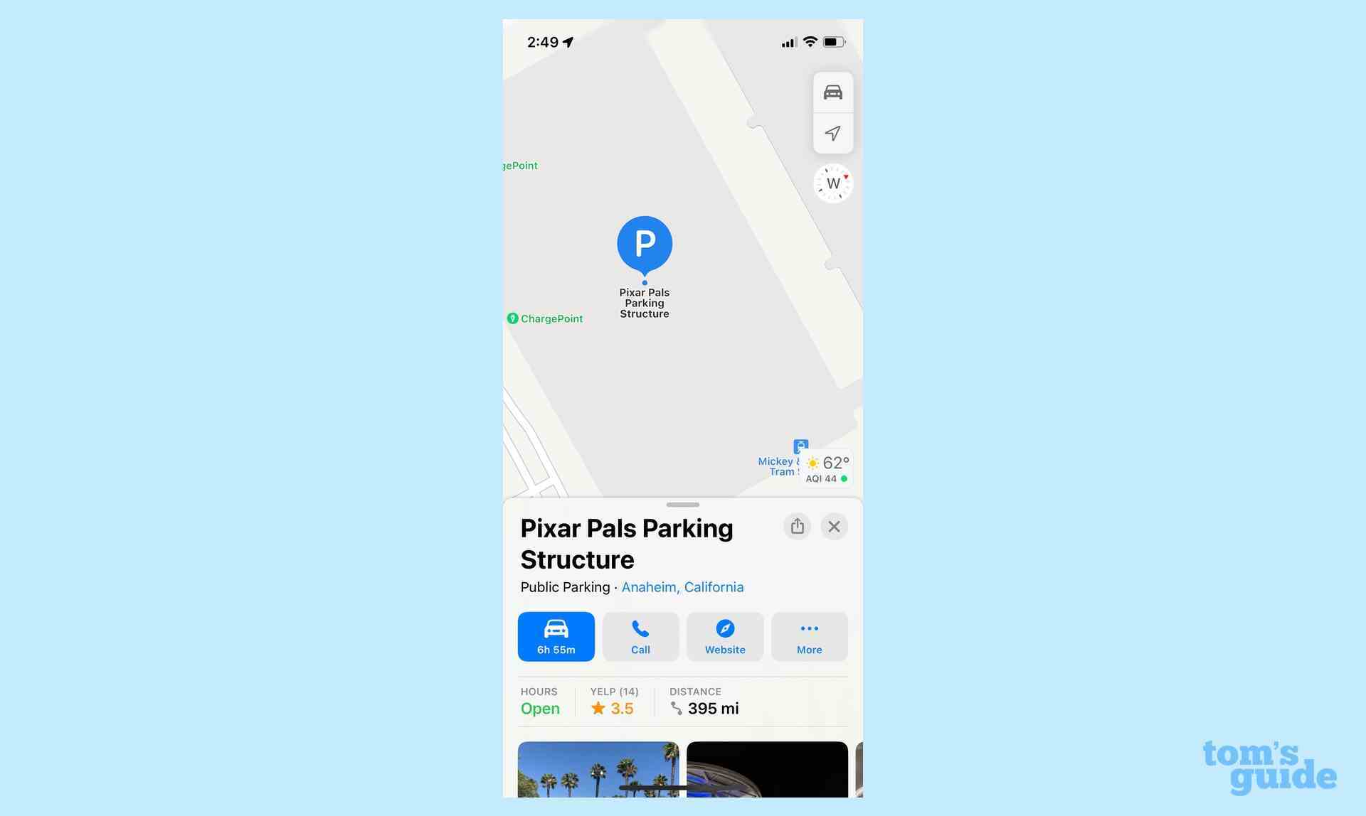 Otoparkı gösteren iOS 16 Haritaları