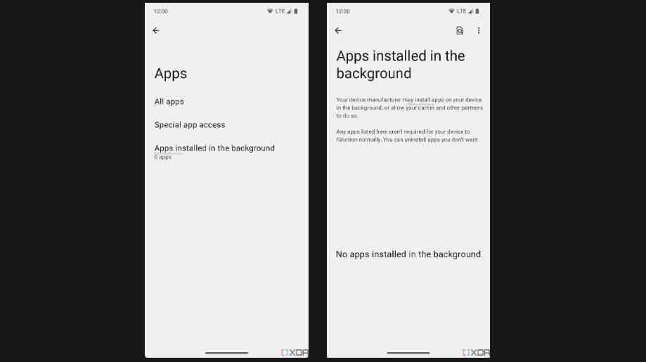 Android 14'te arka planda yüklenen uygulamaları gösteren ekran görüntüleri