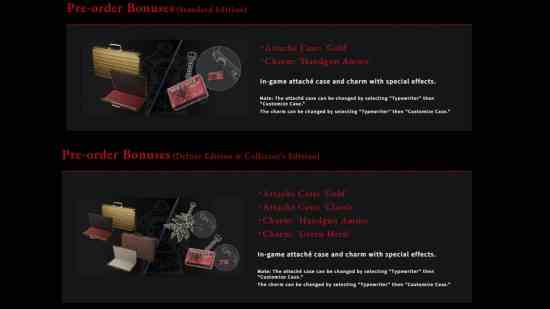 Resident Evil 4 Remake deluxe sürümü - hem Standart hem de Deluxe sürümler için ön sipariş bonusları.