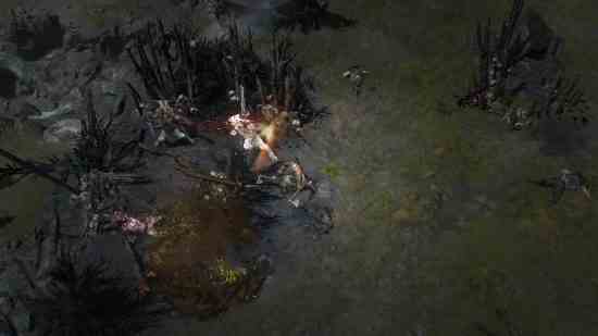Diablo 4 Barbar sınıfı - bir canavara iki baltasıyla vuran bir Barbar.