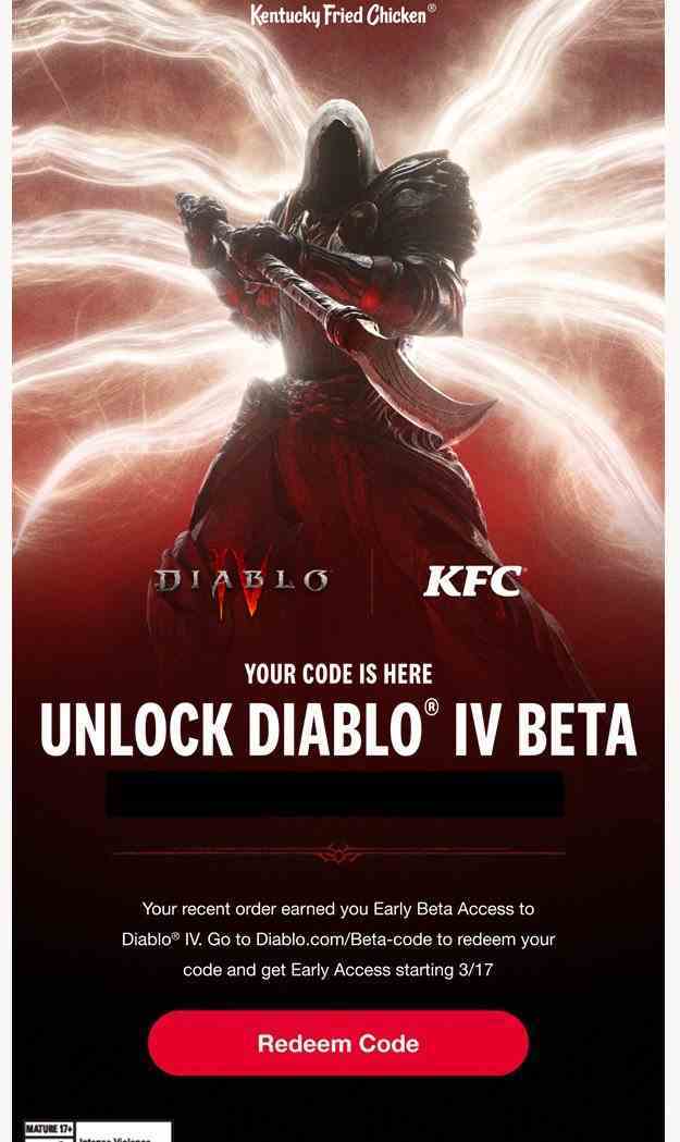 KFC Diablo IV erken erişim kodu
