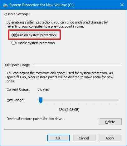 Windows 10'da sistem korumasını açın