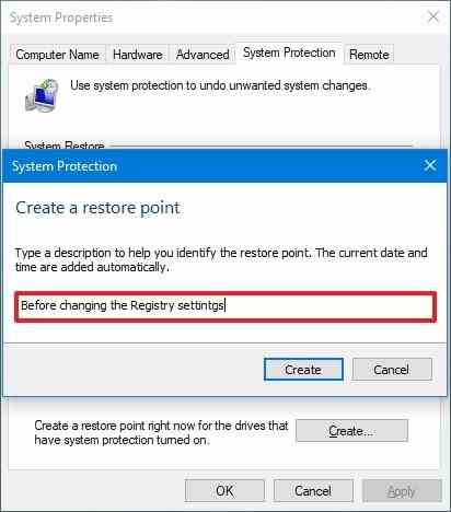 Windows 10 geri yükleme noktası ayarları oluşturur