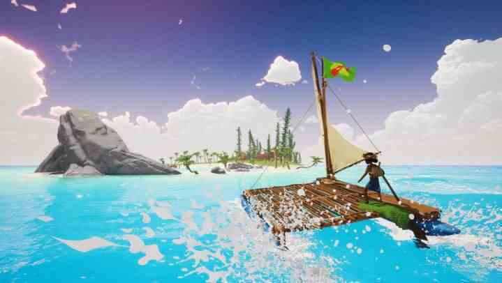 Oyuncu, Tchia'daki uzak bir adaya yelken açar.
