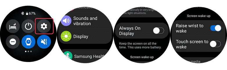 Galaxy Watch ayarlarının ekran görüntüleri
