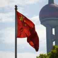 Şanghay'da Çin bayrağı