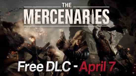 Resident Evil 4 yeniden yapımı Mercenaries modu çıkış tarihi: 7 Nisan 2023 tarihli The Mercenaries çıkış tarihi, arka planda Leon Kennedy'nin köyde Ganados'la savaşmasını gösteriyor.