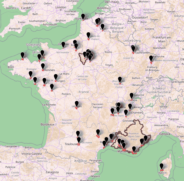 VSA kullanan şehirlerin haritası