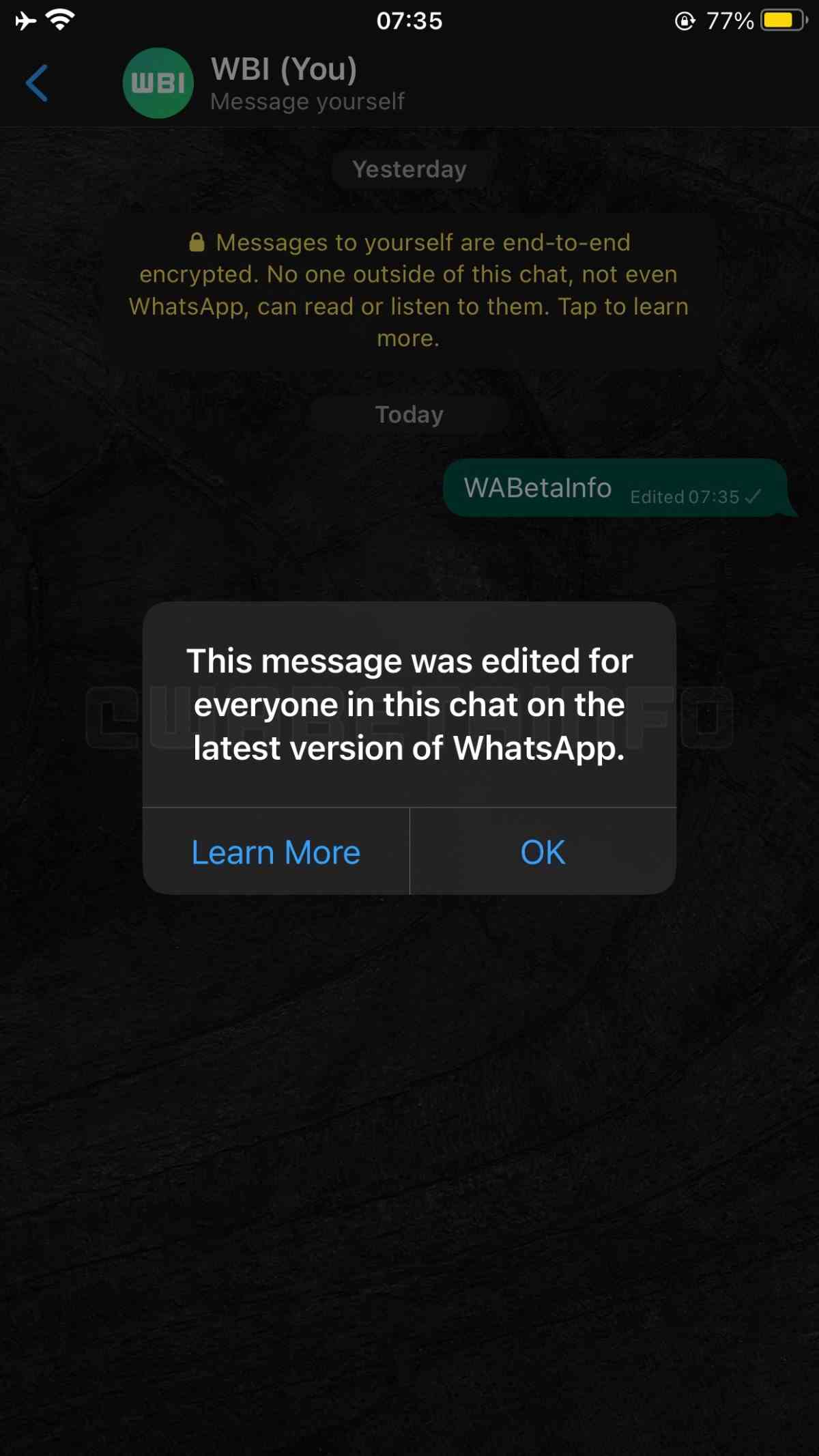 whatsapp mesajı düzenle wabetainfo wa