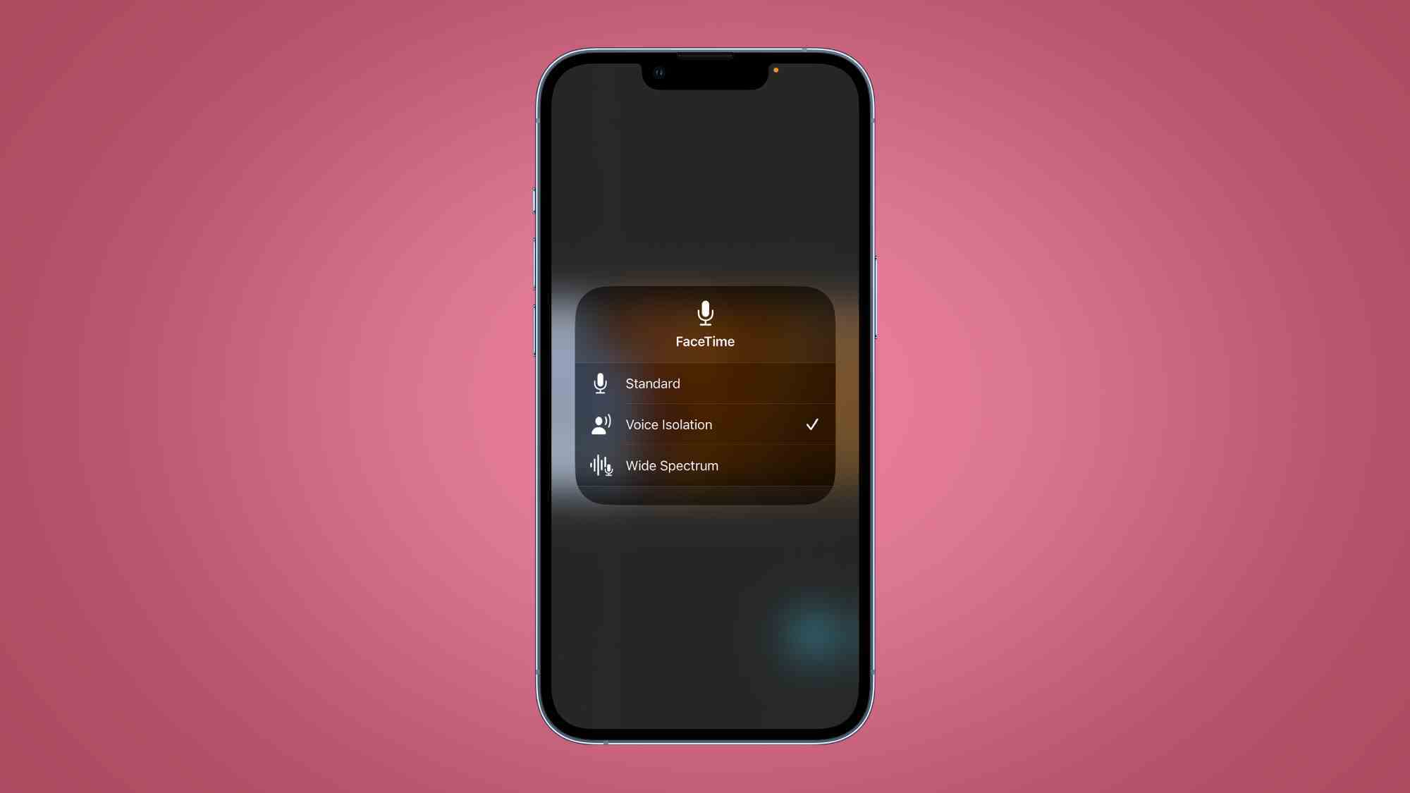Apple'ın iPhone 14 ekranında görüntülenen Ses İzolasyonu özelliği