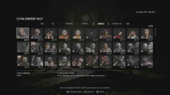 Resident Evil 4 Remake açılabilirleri - modelin ekstra içerik mağazası.