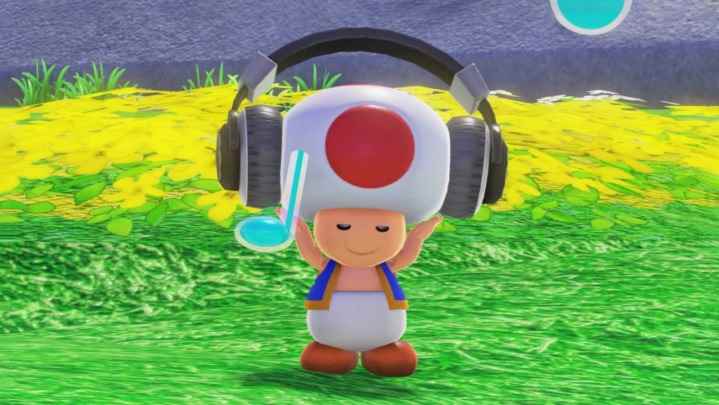 Super Mario Odyssey'de şarkı söyleyen kurbağa.