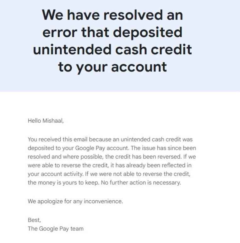 Google, yanlışlıkla cömertliğinin alıcılarına bir e-posta gönderdi - Google yanlışlıkla bazı Pixel kullanıcılarına 1.000 ABD doları kadar ödeme yapıyor