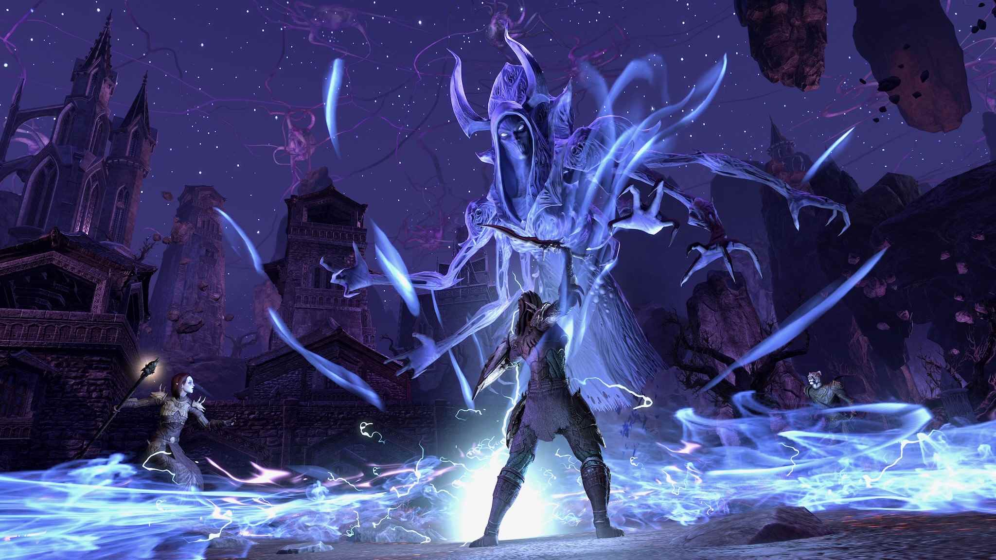 Elder Scrolls Online'dan ekran görüntüsü: Necrom, Sanity's Edge Trial patronu Tormentor Ansuul'u gösteriyor