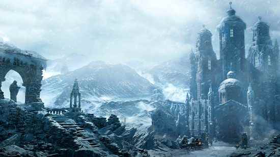 Diablo 4 beta sonrası yama notları - dağlarla kaplı karlı bir arazide büyük bir bina