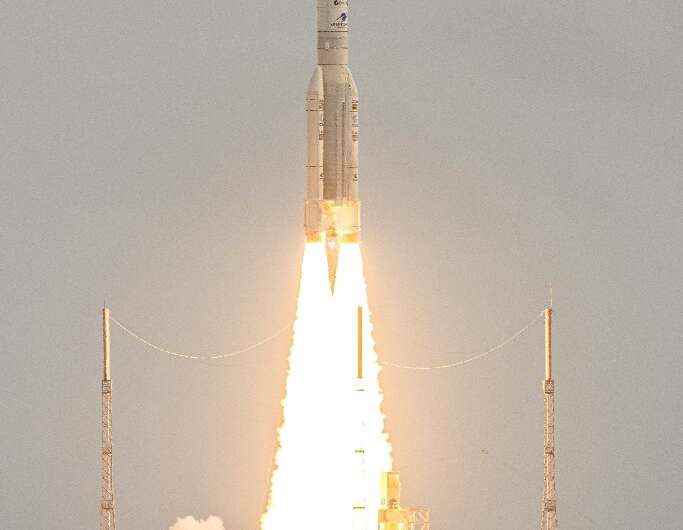 Avrupa Uzay Ajansı'nın JUICE sondası, 14 Nisan 2023'te Avrupa'nın uzay limanı i'den bir Ariane 5 roketiyle uzaya fırlatıldı.