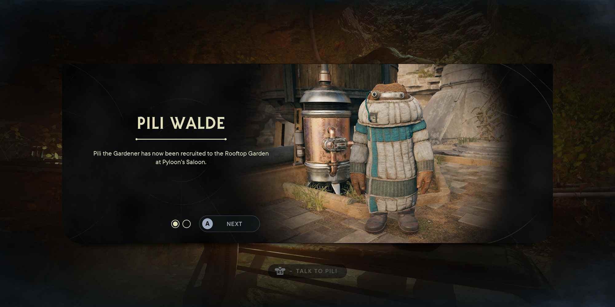 oyuncuların bahçıvan npc pili walde'nin kilidini açtığını gösteren ekranın Star Wars Jedi Survivor oyunundan ekran görüntüsü