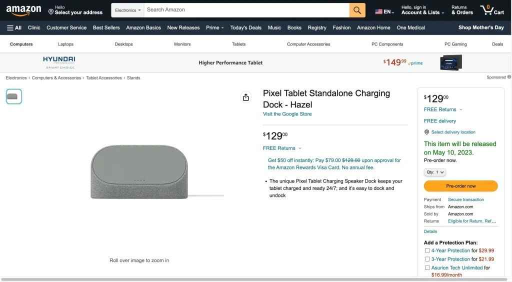 Amazon, Google'ın "Pixel Tablet Şarj Yuvası"nın fiyatını sızdırıyor;