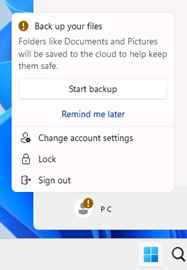 Dosyaları yedeklemek için OneDrive'ı kullanma istemi