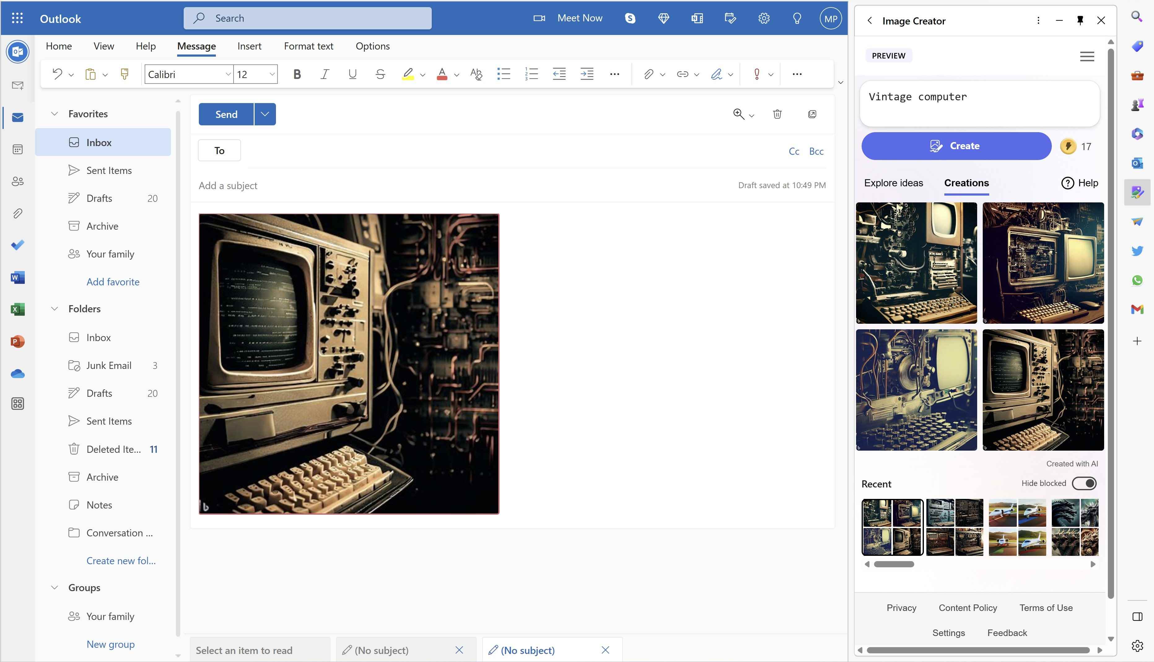 Microsoft Edge Kenar Çubuğu içindeki Bing Image Creator