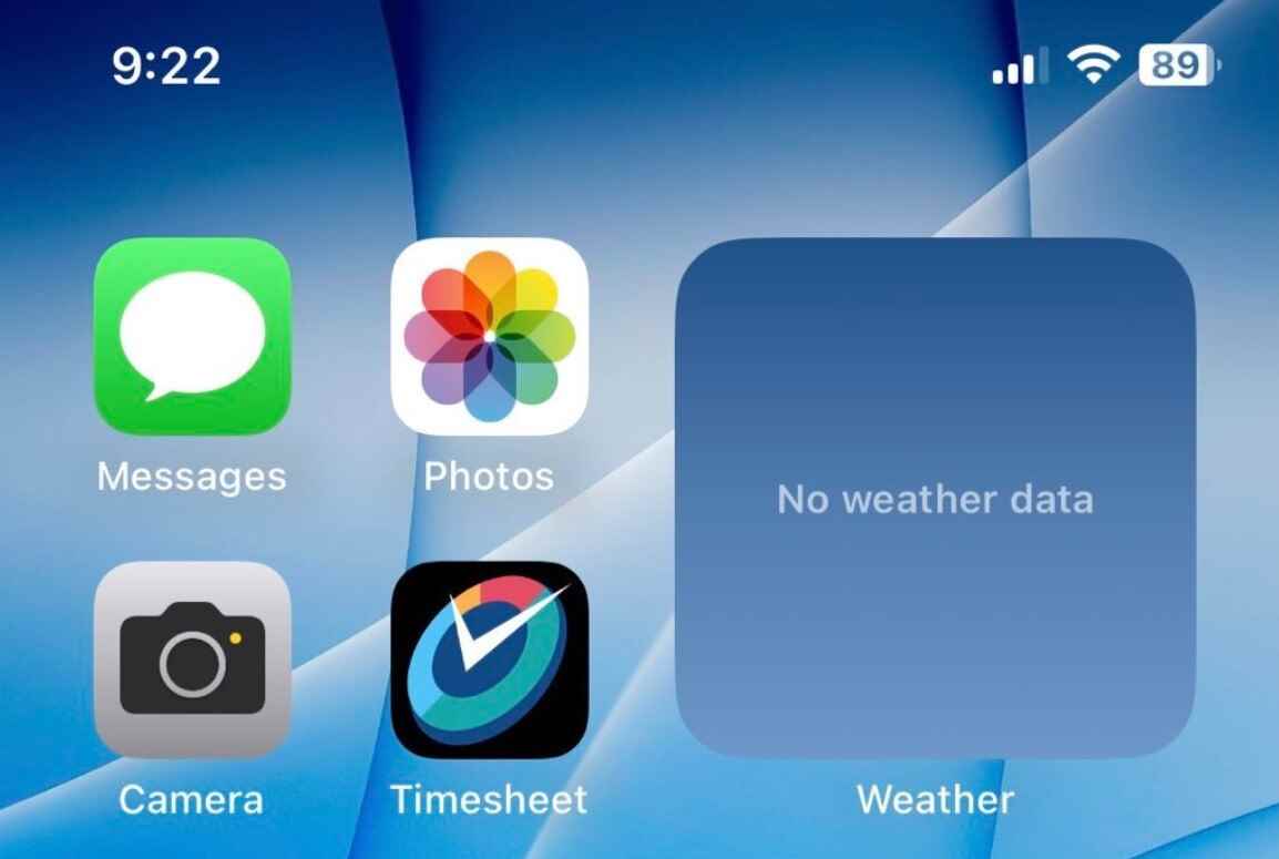 Twitter abonesi KN'nin yerel Hava Durumu uygulaması widget'ıyla da bir sorunu var - Ana yerel iPhone widget'ı "hava durumu altında"  iOS 16.4 güncellemesinden sonra